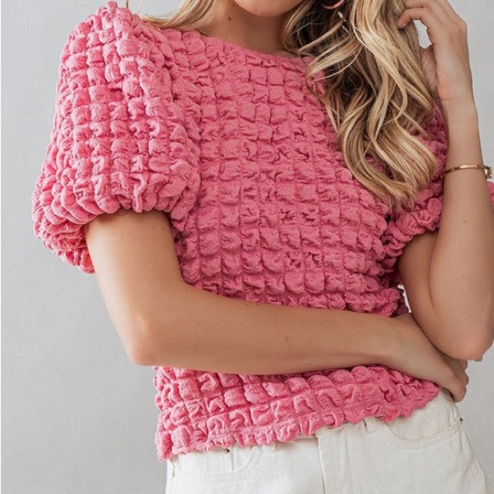 She and Sky Pink Textured Blouse